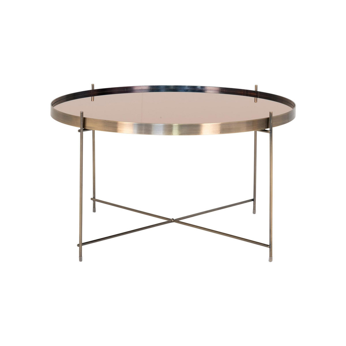 LISA DESIGN Glina - table basse ronde - métal et verre - 70 cm