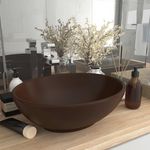 VIDAXL Lavabo ovale de luxe Marron fonce mat 40x33 cm Ceramique