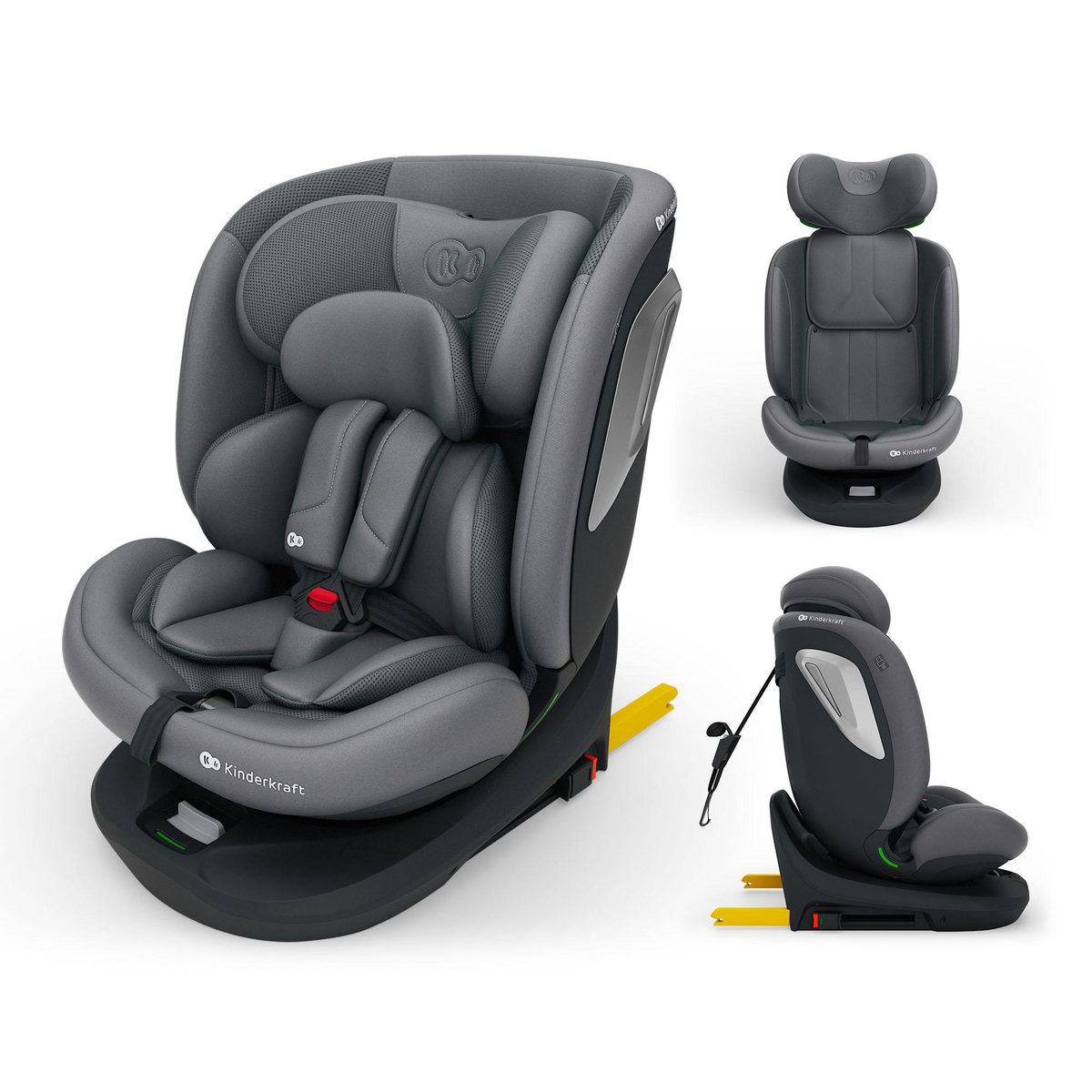 KINDERKRAFT Kinderkraft I-GROW 2 PLUS Siège Auto i-Size 40–150 cm (0–12 ans), Dos à la route jusqu'à 105 cm, 5 inclinaisons, ISOFIX + Top Tether, H-GUARD+ & SPS+, Gris