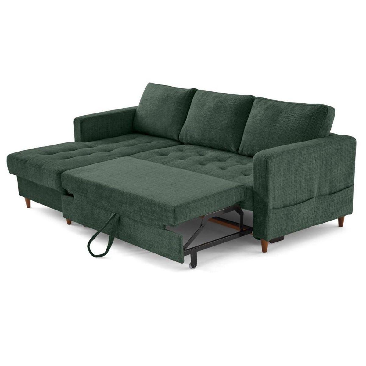 LISA DESIGN Anna - canapé d'angle gauche 4 places convertible avec coffre en velours texturé