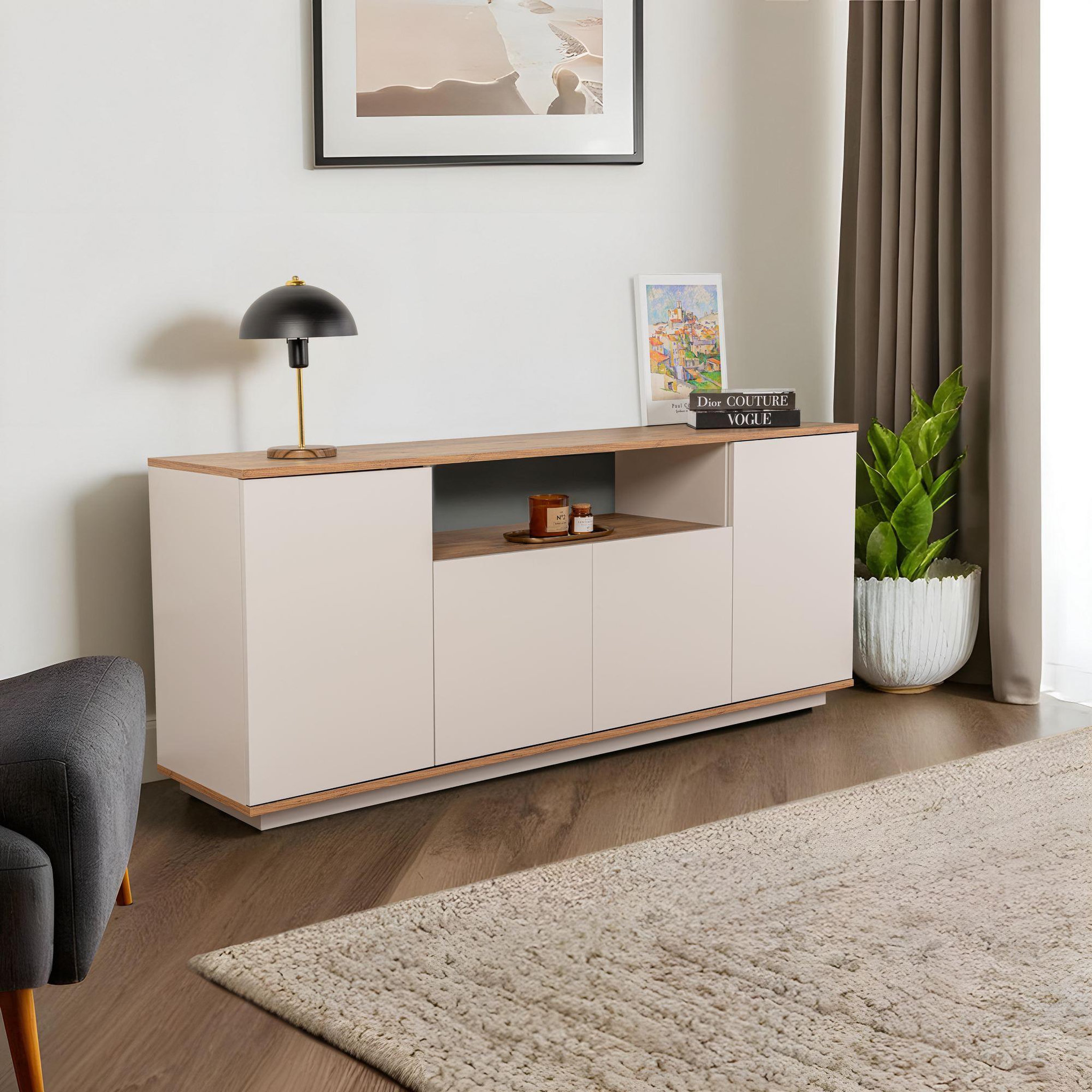 Voir la diapositive 2 : Habitat et Jardin Buffet en bois  arista  - 180 x 44 x 75 cm - beige