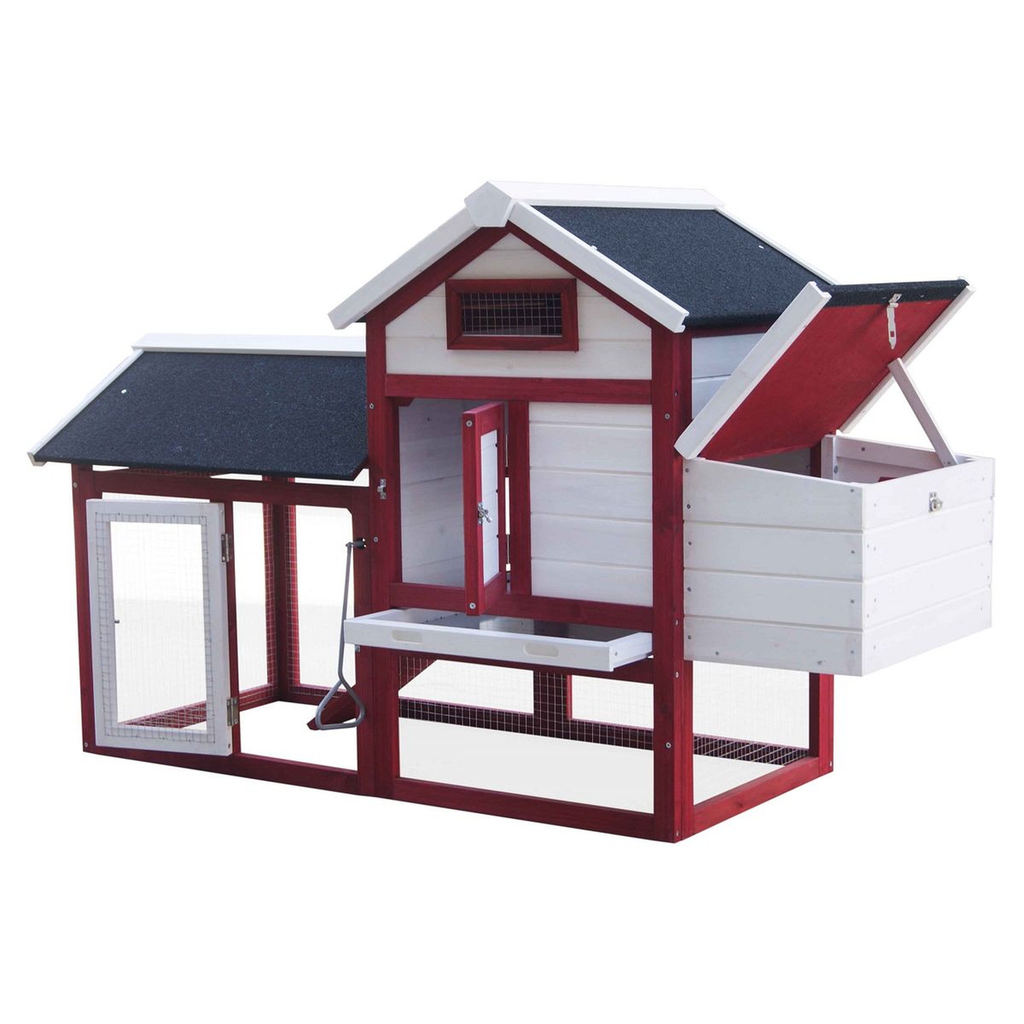 Voir la diapositive 3 : Habita Poulailler standard bi-corps couvert / 0,94 m2 / 2-3 poules / toit bitumé 2 pentes