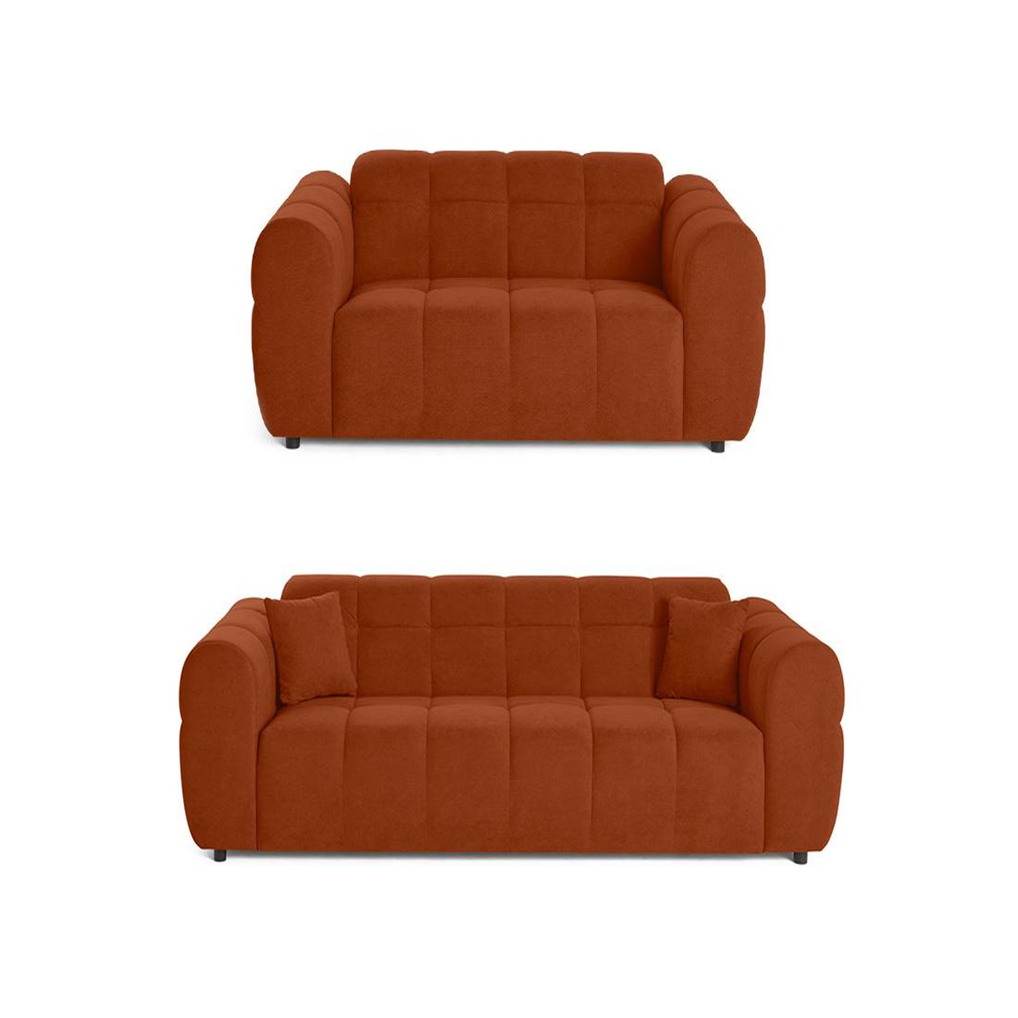 Voir la diapositive 1 : BEST MOBILIER Ray - ensemble de canapés droits 2+3 places tissu texturé