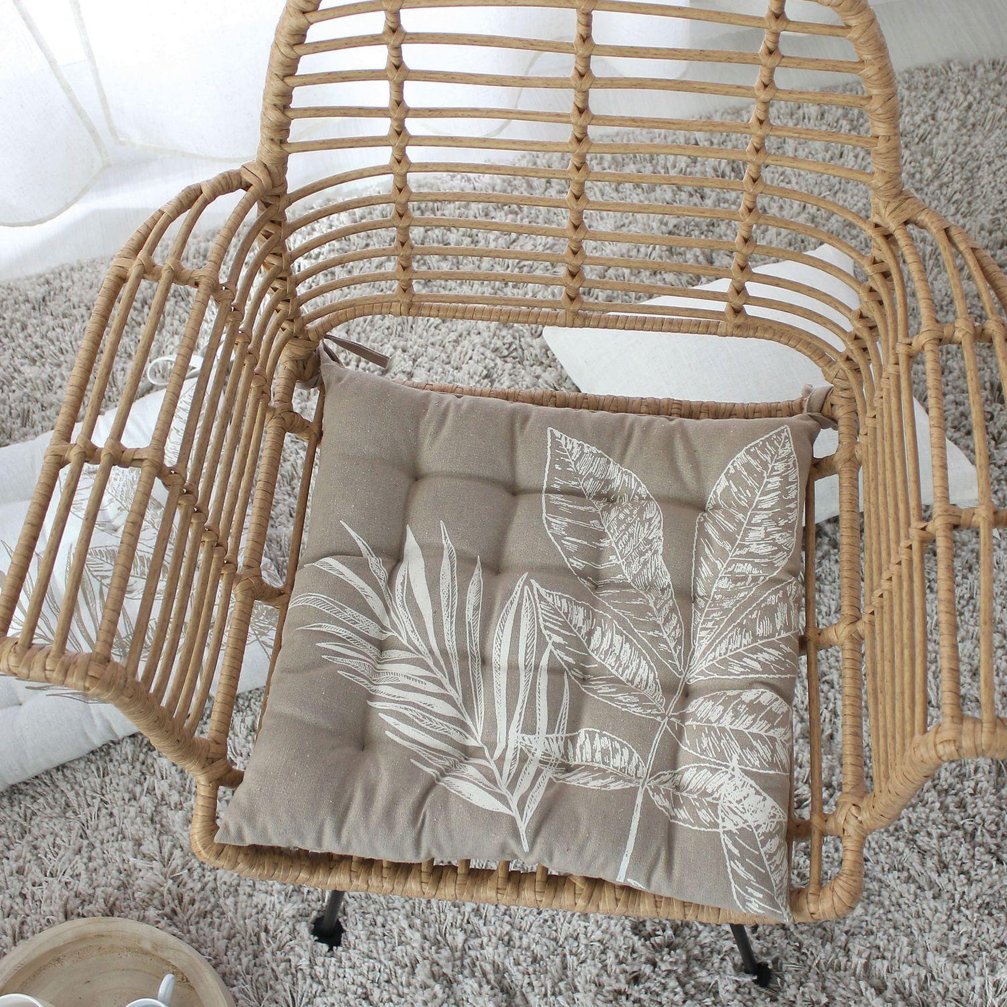 Voir la diapositive 2 : TOILINUX Galette de chaise en coton recyclée NATURA