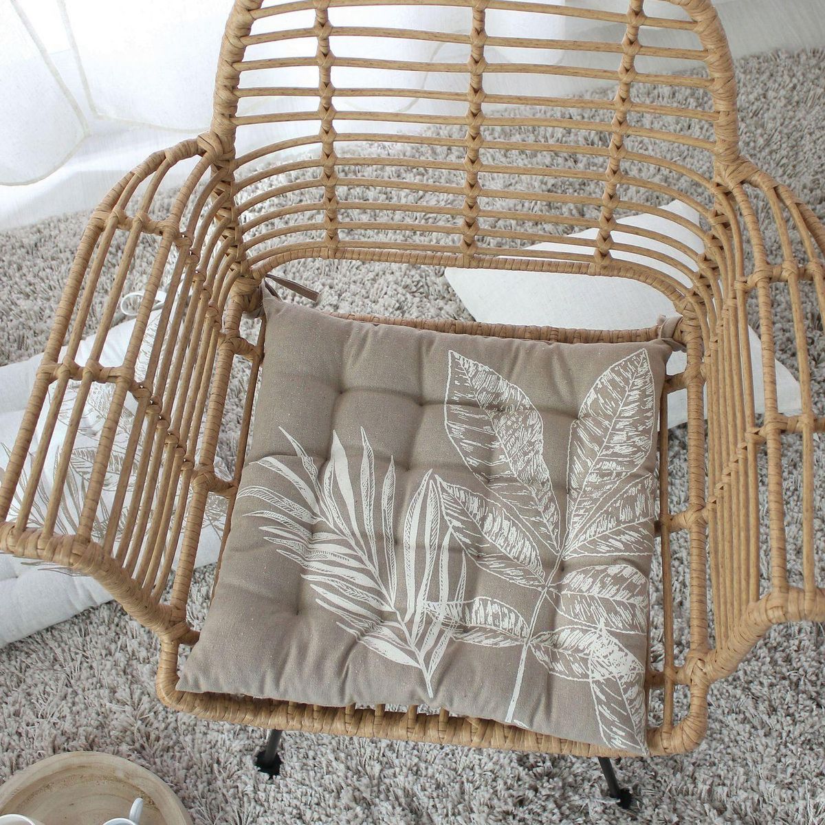 TOILINUX Galette de chaise en coton recyclée NATURA