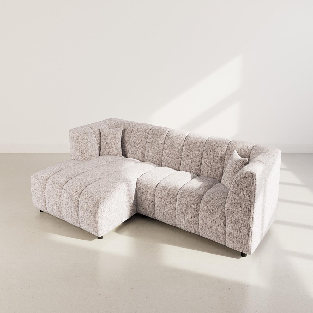 LISA DESIGN Curtis - canapé d'angle gauche 4 places avec accoudoir en tissu texturé