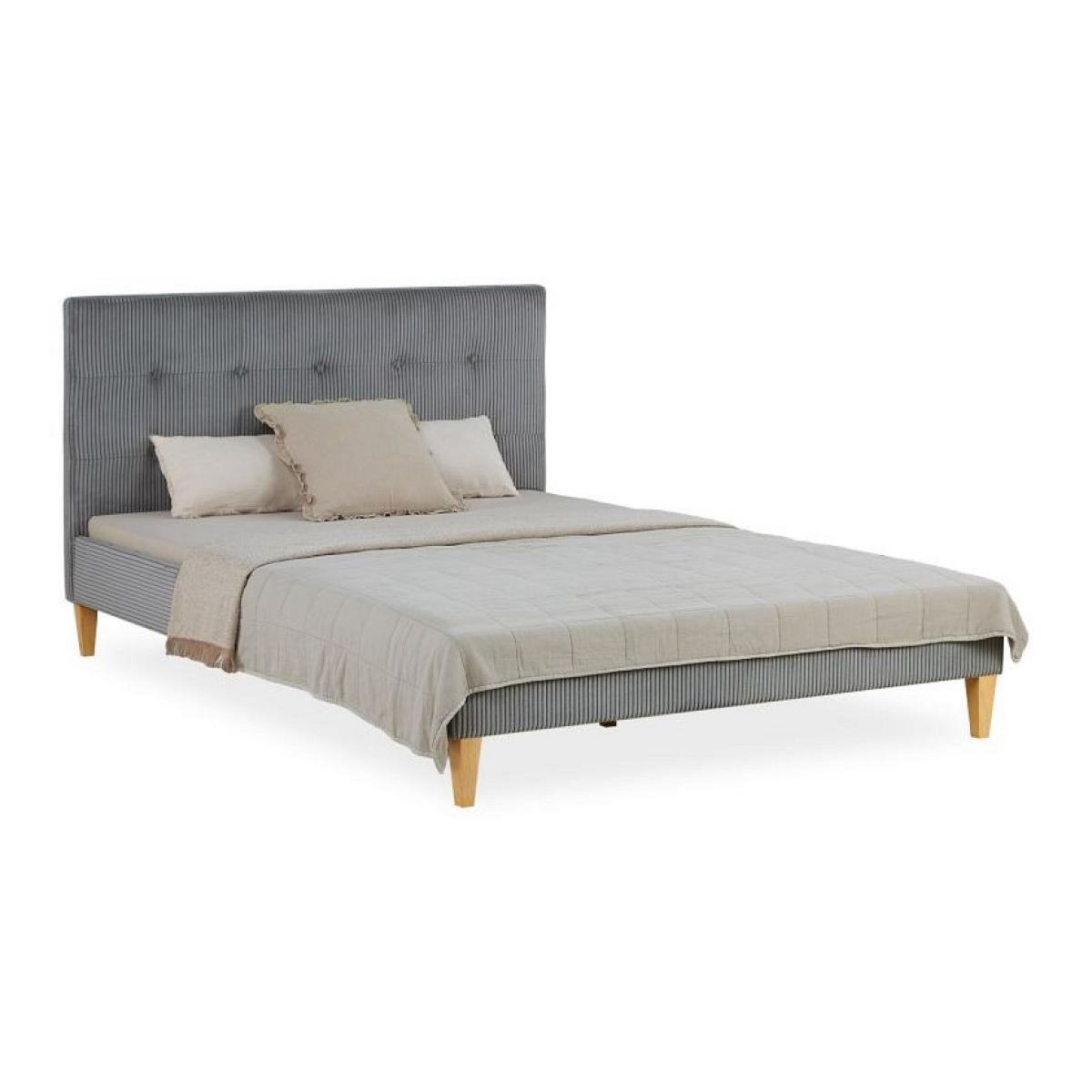 HomeStyle4U Lit 2 Places 140x200 cm avec Matelas gris
