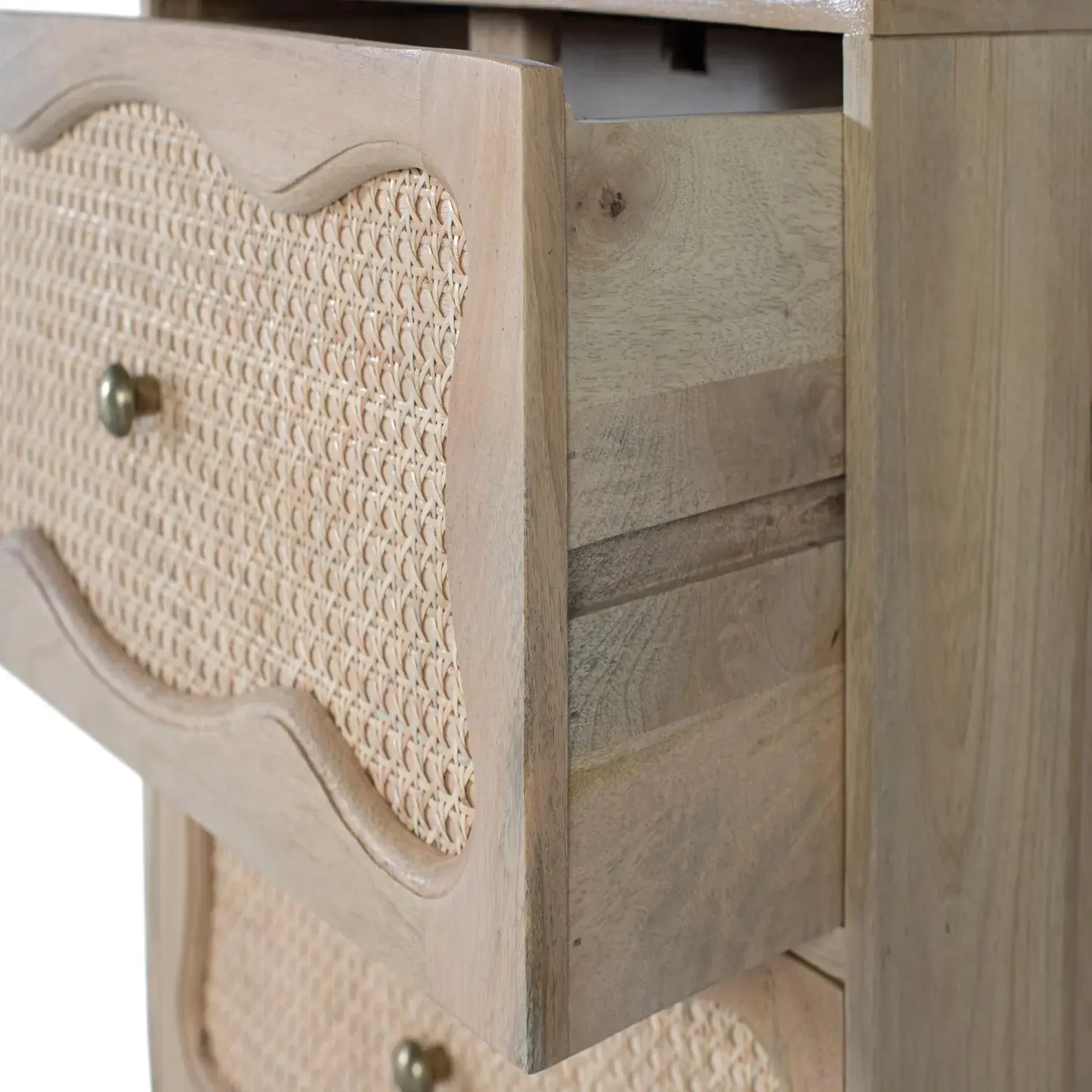 Voir la diapositive 5 : GINER Y COLOMER SL Table de chevet en bois de manguier 60 cm style boho méditerranéen