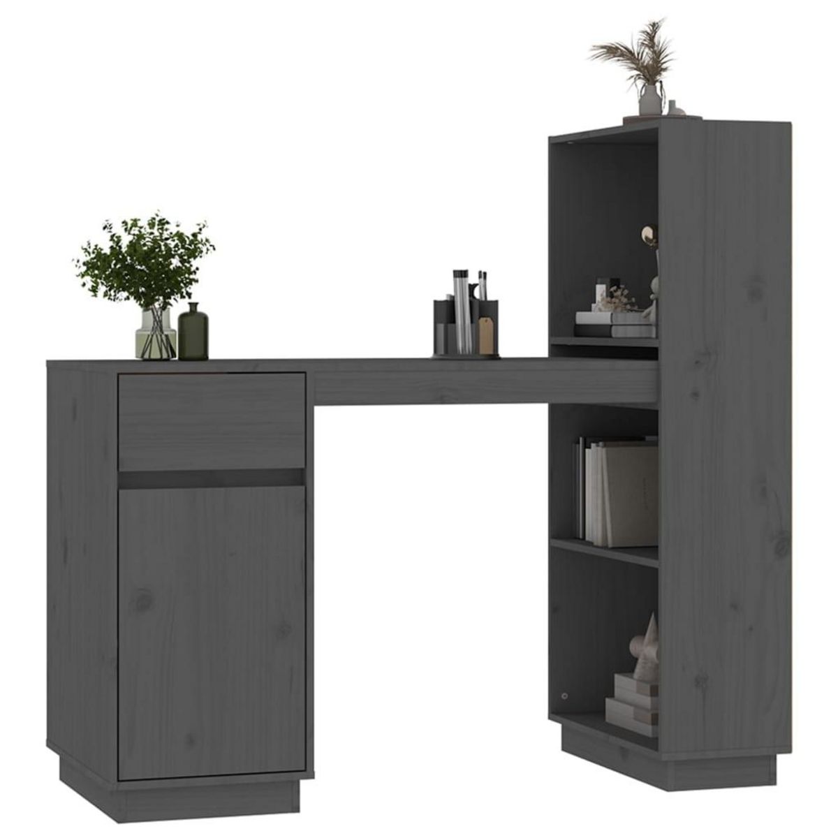 VIDAXL Bureau Gris 110x53x117 cm Bois massif de pin