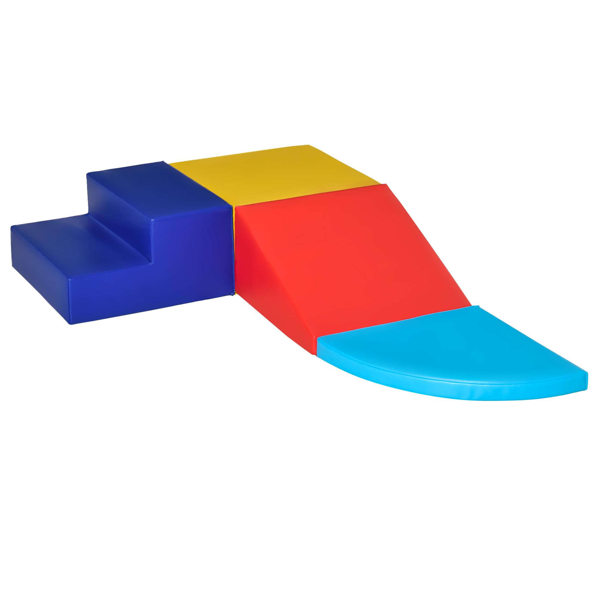 Voir la diapositive 4 : HOMCOM 4 blocs de construction en mousse XL - modules de motricité - jouets éducatifs - certifiés normes EN71-1-2-3 - mousse EPE revêtement PU bleu rouge jaune
