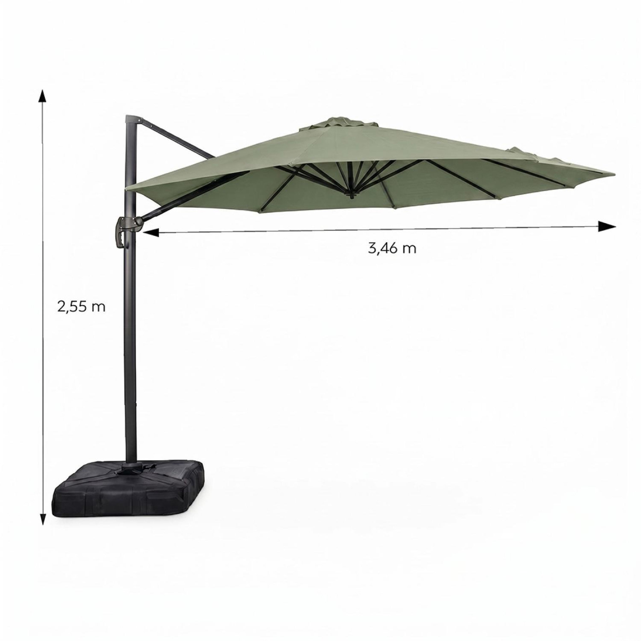 Voir la diapositive 3 : CONCEPT USINE Parasol octogonal  350cm déporté vert en aluminium castillo