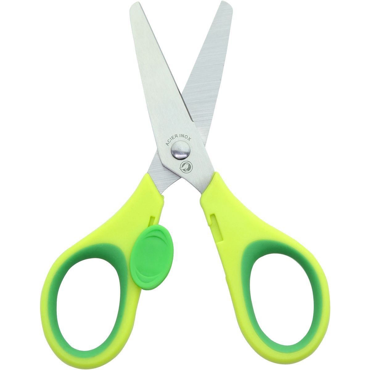 AUCHAN Paire de ciseaux bouts ronds 12 cm sécurité droitier jaune