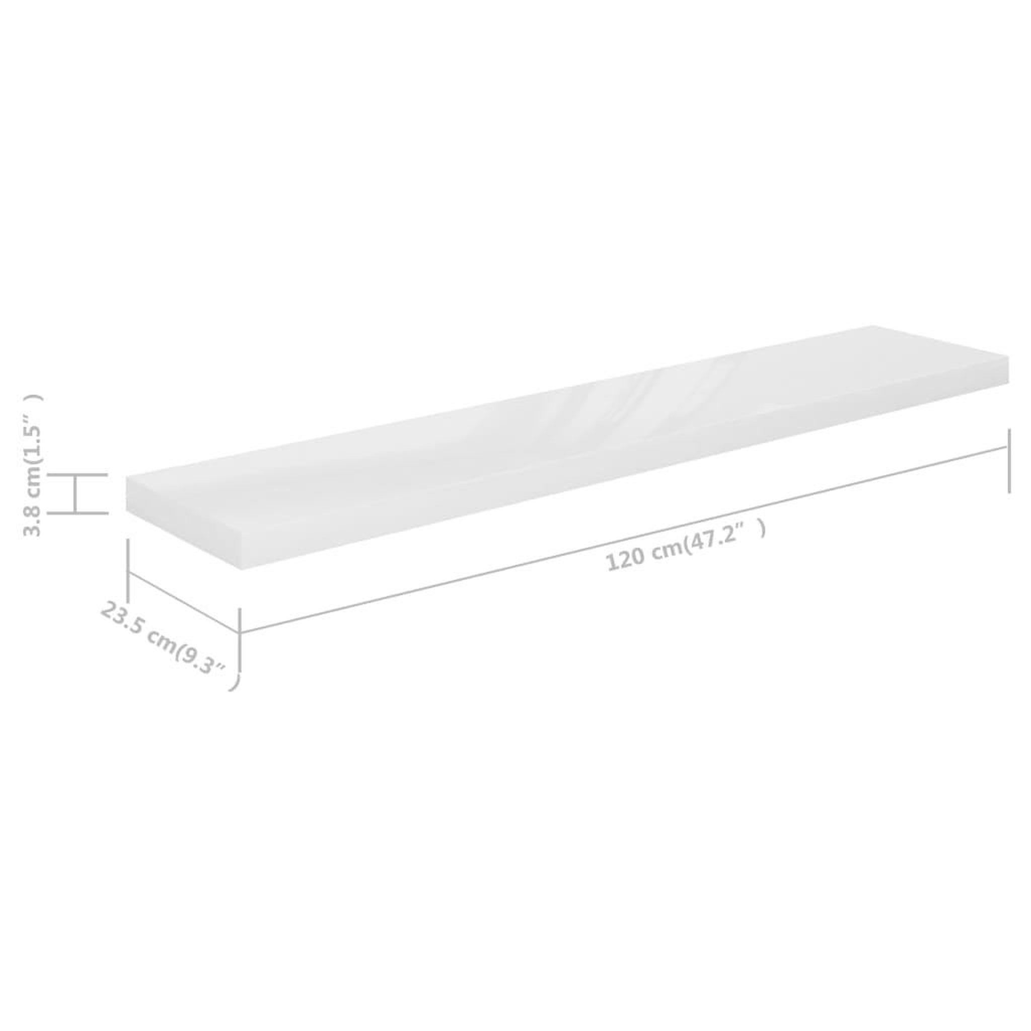 Voir la diapositive 6 : VIDAXL Etagere murale flottante 2pcs Blanc brillant 120x23,5x3,8cm MDF