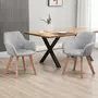 HOMCOM Chaises de visiteur design scandinave - lot de 2 chaises - pieds bois hévéa - assise dossier accoudoirs velours gris