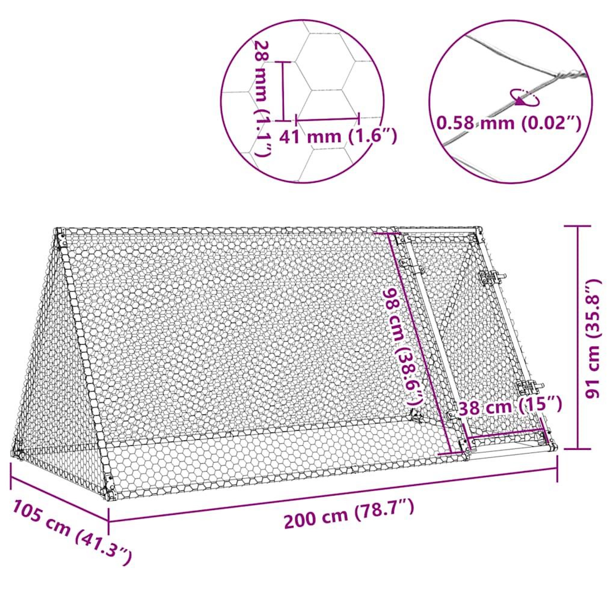 Voir la diapositive 6 : VIDAXL Cage pour poules argente 200x105x91 cm acier galvanise