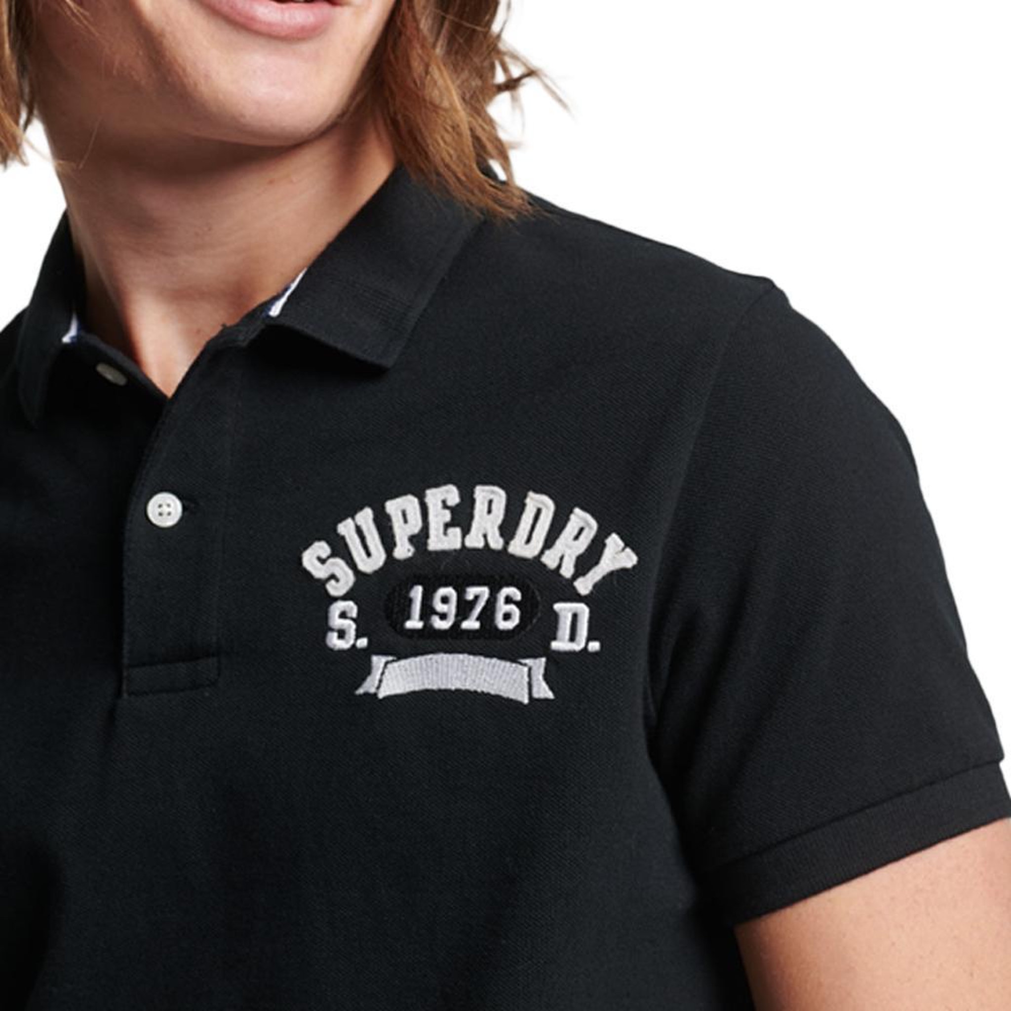 Voir la diapositive 2 : SUPERDRY Polo Noir Homme Superdry Vintage Superstate