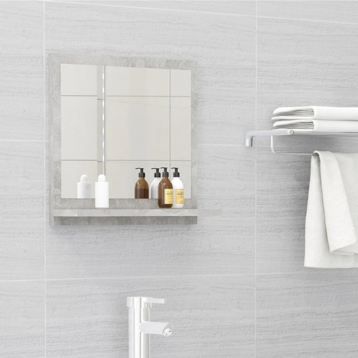 VIDAXL Miroir de salle de bain Gris beton 40x10,5x37cm Bois ingenierie