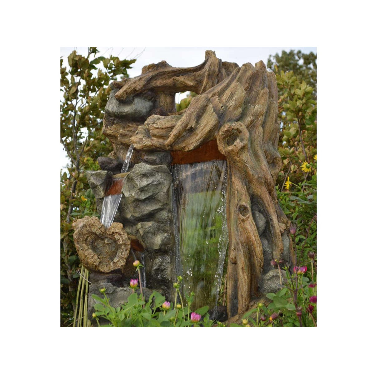 Ubbink Fontaine de jardin Sartene vieux troncs d'arbre avec cascade et éclairage LED - Ubbink