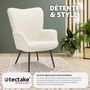 Voir la diapositive 3 : tectake Fauteuil rembourré Bouclé crème/noir