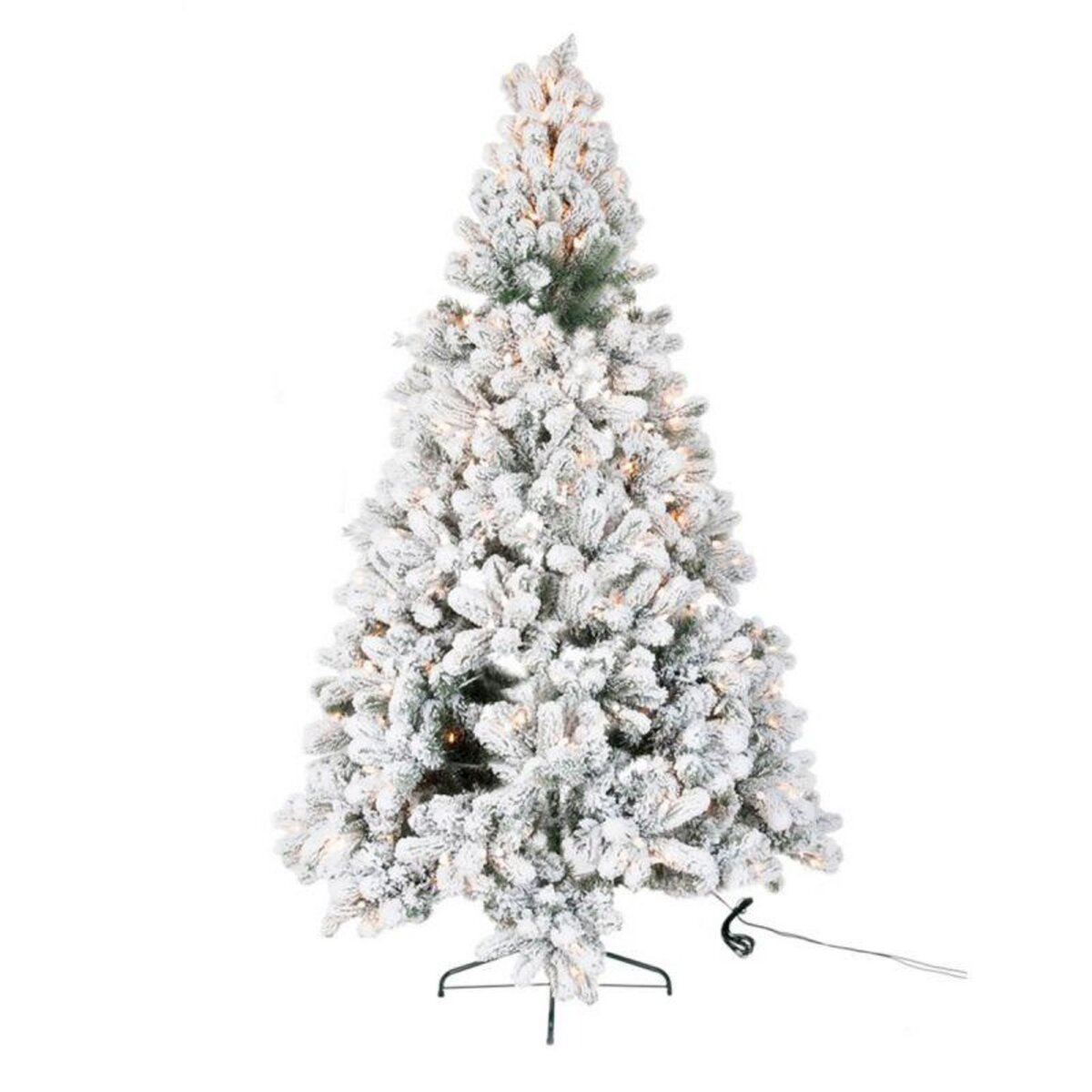 Paris Prix Sapin de Noël à Led Enneigé 185cm Vert & Blanc pas cher
