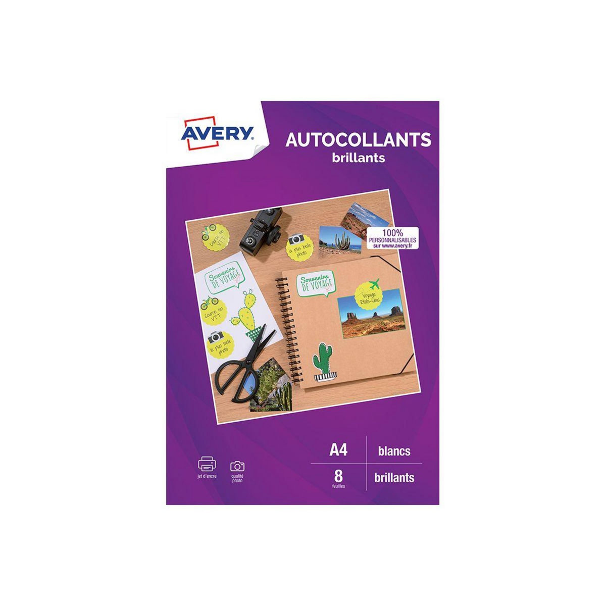 AVERY Papier créatif 8 Autocollants blanc brillant