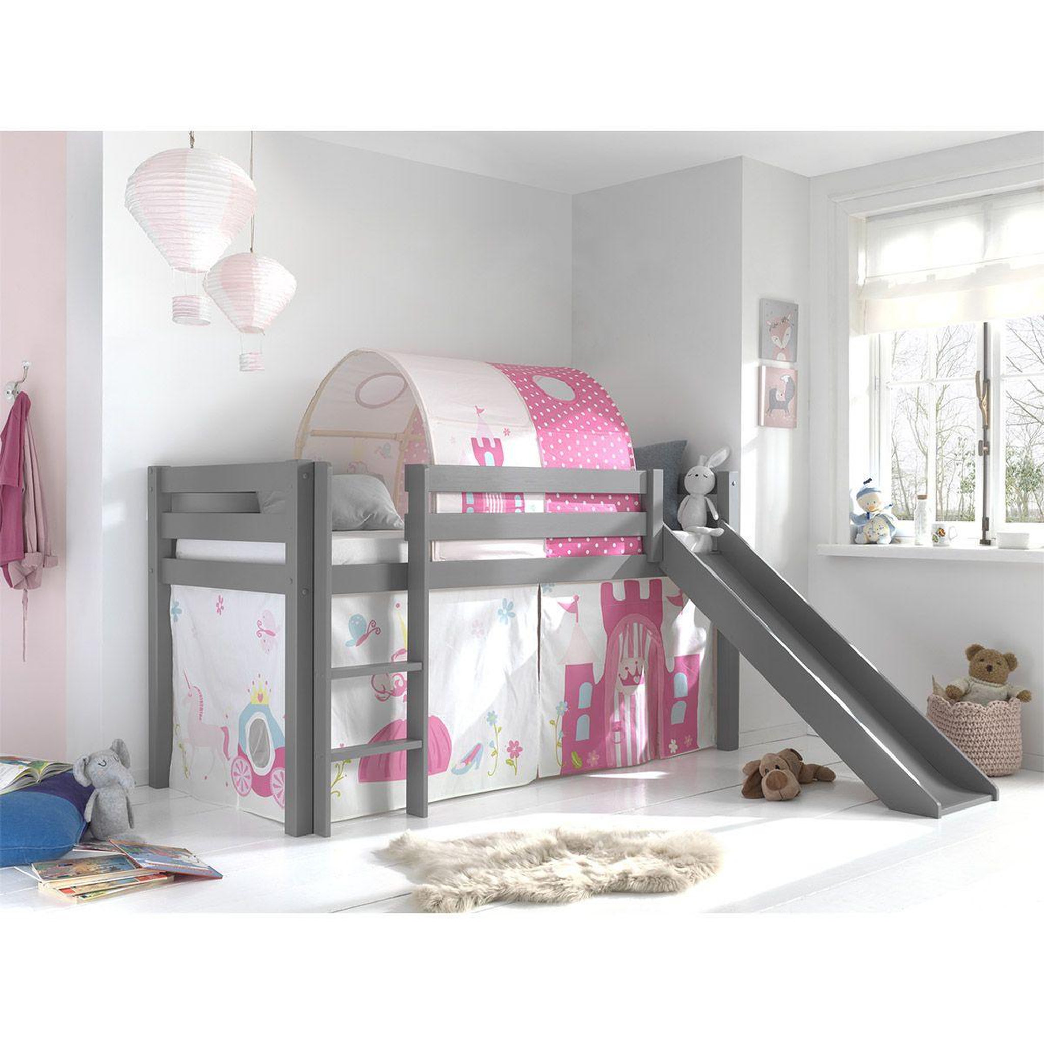 Voir la diapositive 2 : Paris Prix Pack - lit enfant, tente, tunnel & toboggan  pino princesse  gris