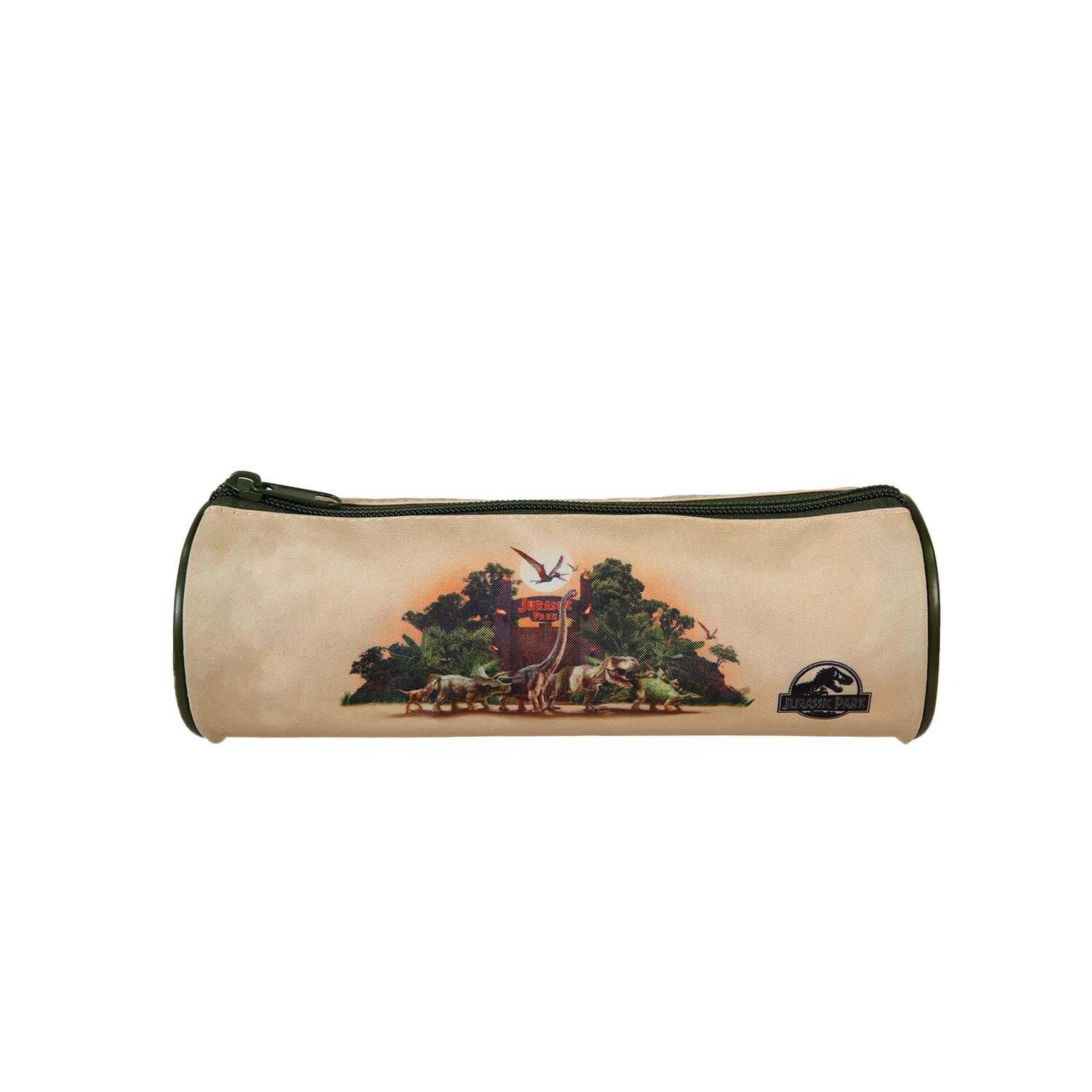 Bagtrotter Jurassic Park - Trousse scolaire ronde - Beige - Garçon - 1 compartiment zippé