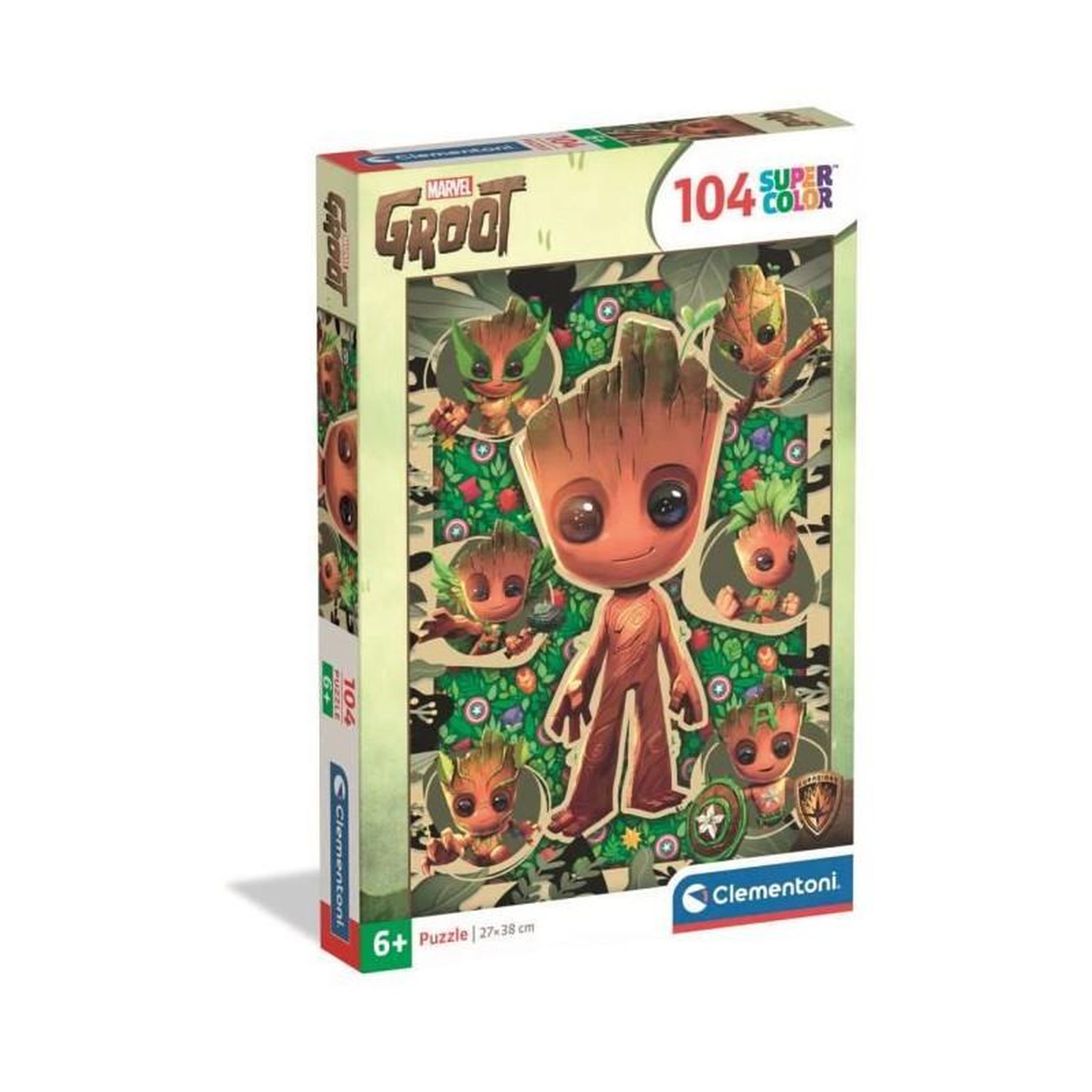 CLEMENTONI Puzzle 104 pièces Marvel Groot – Puzzle enfant super-héros – Clementoni