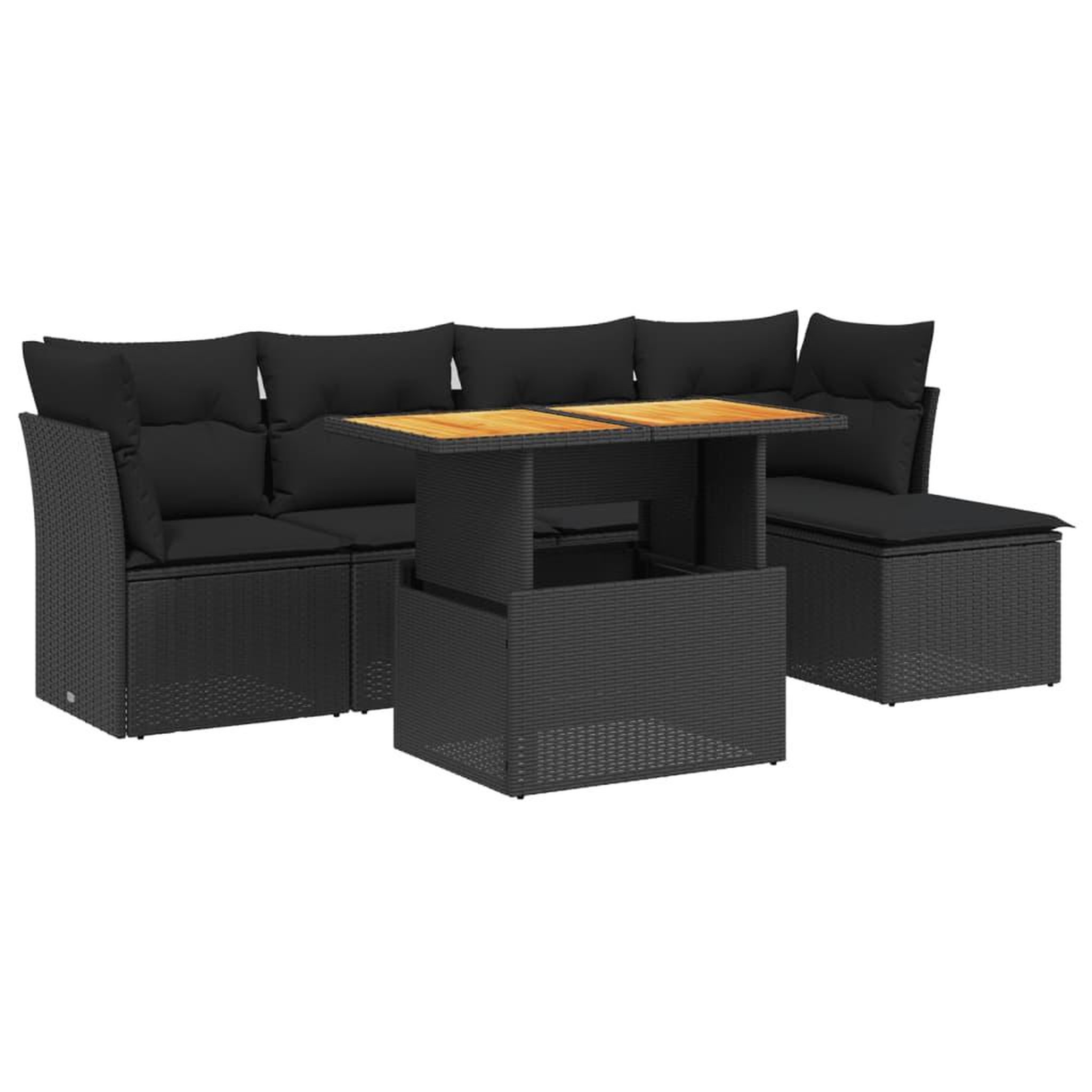 Voir la diapositive 2 : VIDAXL Salon de jardin 6 pcs avec coussins noir resine tressee