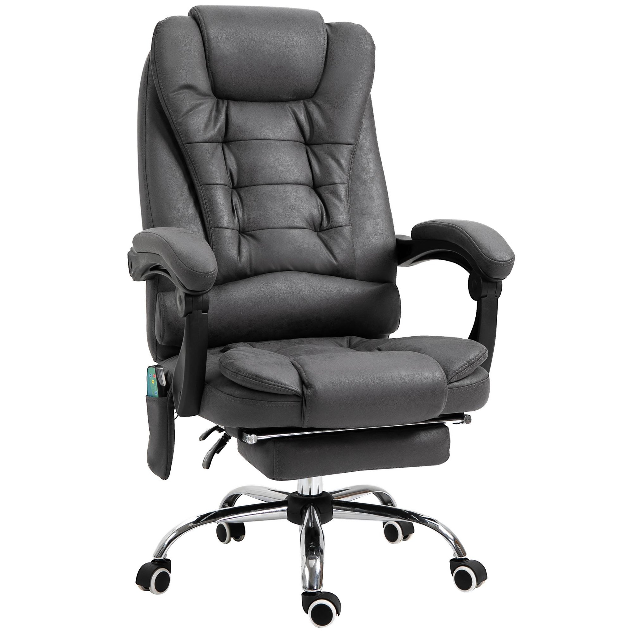 Voir la diapositive 1 : VINSETTO Fauteuil de bureau direction massant chauffant hauteur réglable dossier inclinable tissu gris