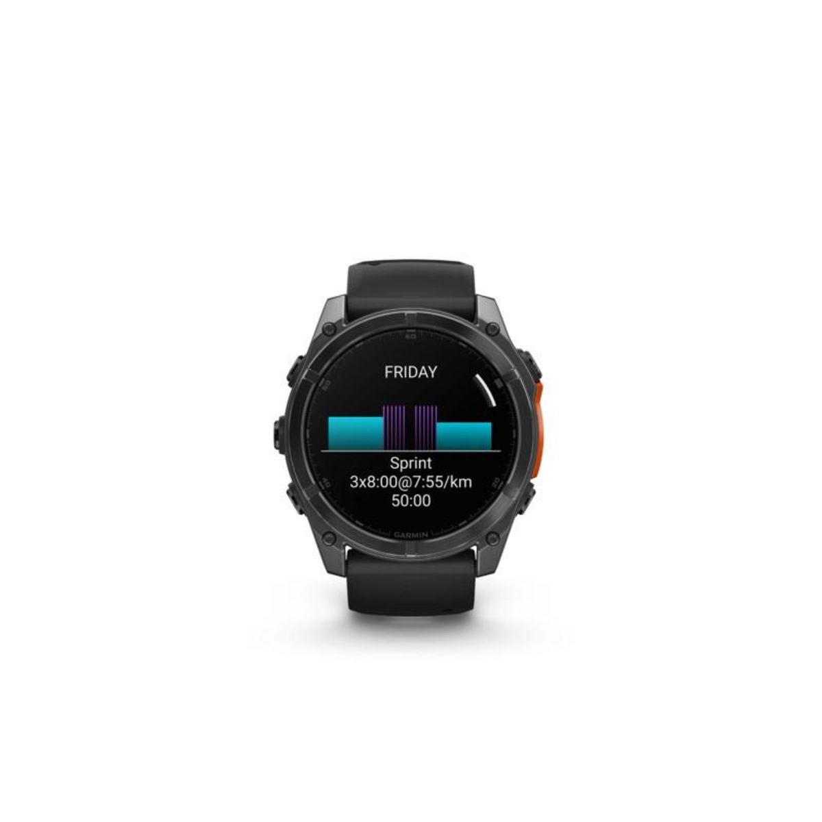 GARMIN Montre connectée Garmin fenix8 AMOLED 51mm Acier, Gray avec bracelet noir