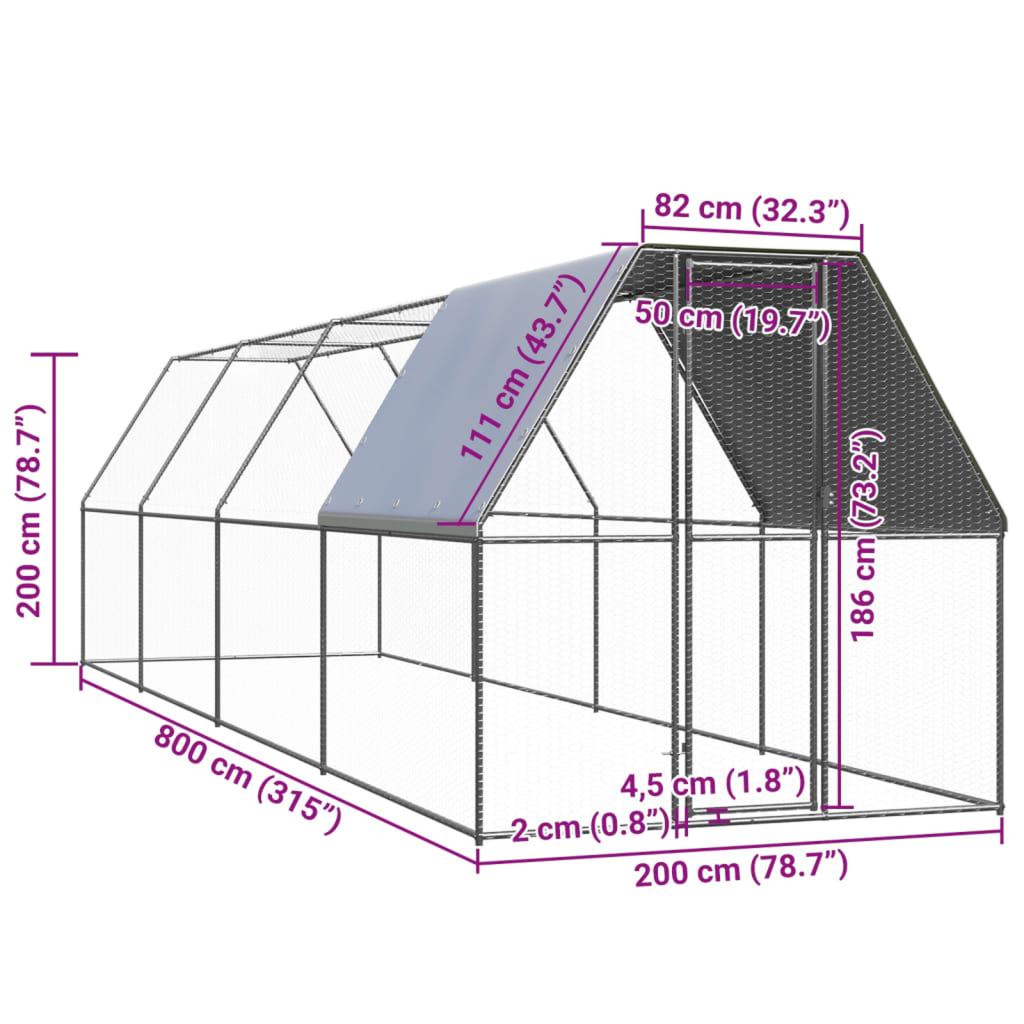 Voir la diapositive 6 : VIDAXL Poulailler d'exterieur 2x8x2 m Acier galvanise