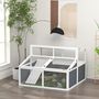 Voir la diapositive 2 : PAWHUT Terrarium enclos tortue 2 espaces toit polycarbonate 3 portes rampe bois gris blanc