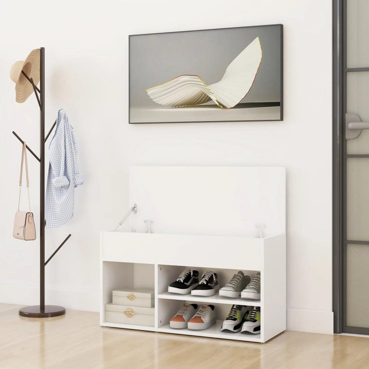 VIDAXL Banc a chaussures Blanc 80x30x45 cm Bois d'ingenierie