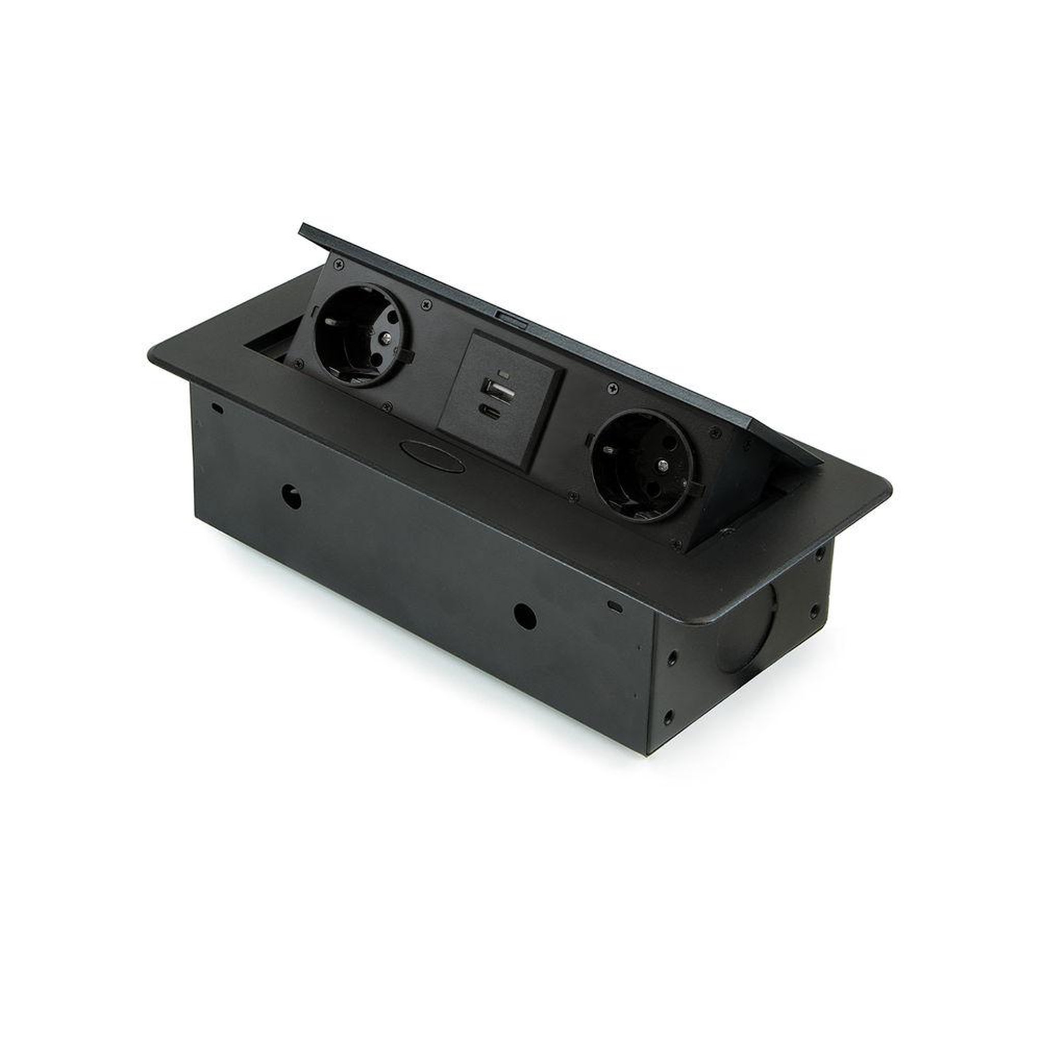 EMUCA SRL Multiconnecteur Atom 26 Lite pour bureau, 265 x 120 mm, Peint en noir