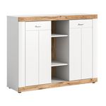 BEST MOBILIER Coventry - buffet haut - blanc et effet bois - 104x131 cm. Coloris disponibles : Marron