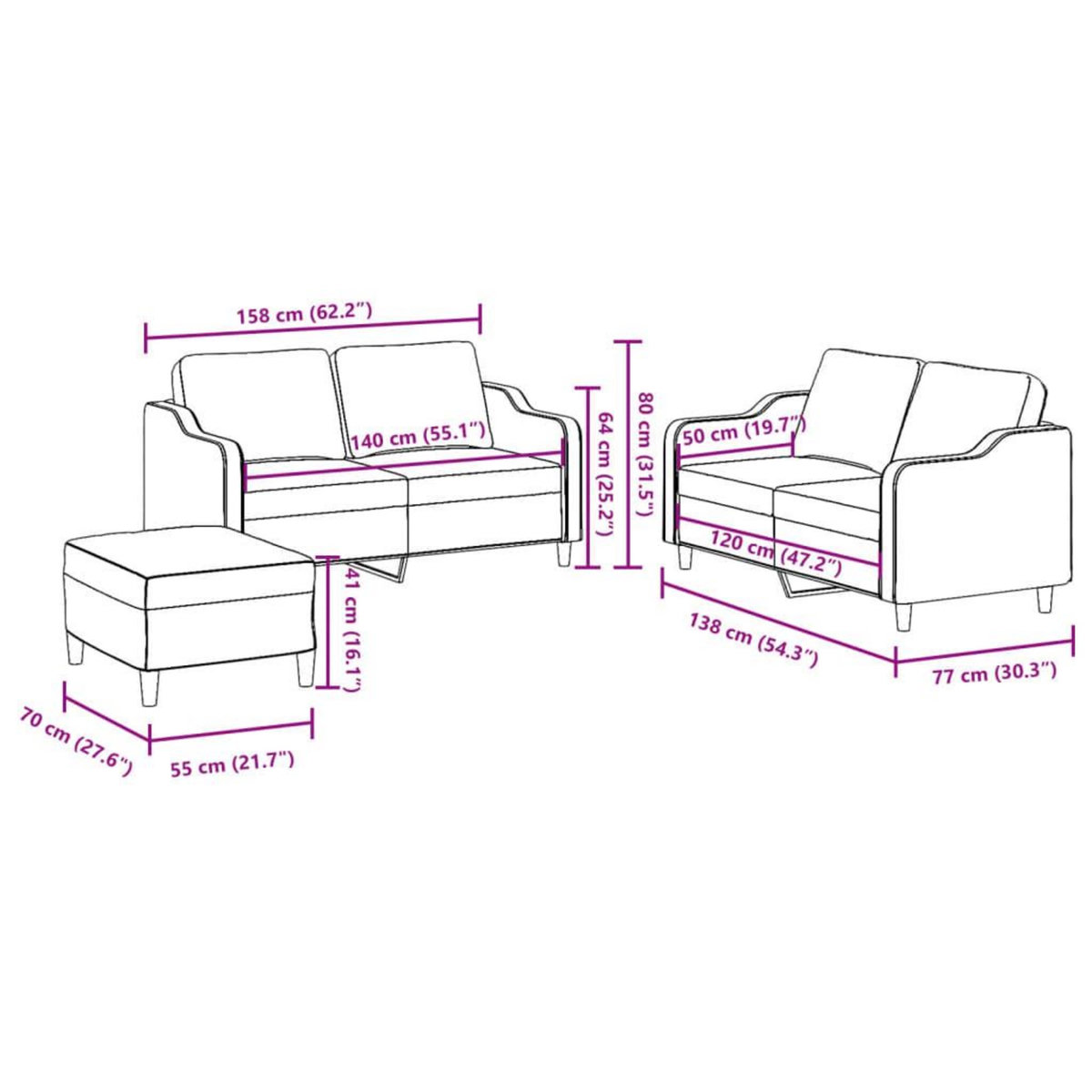 VIDAXL Ensemble de canapes 3 pcs avec coussins Rouge bordeaux Tissu