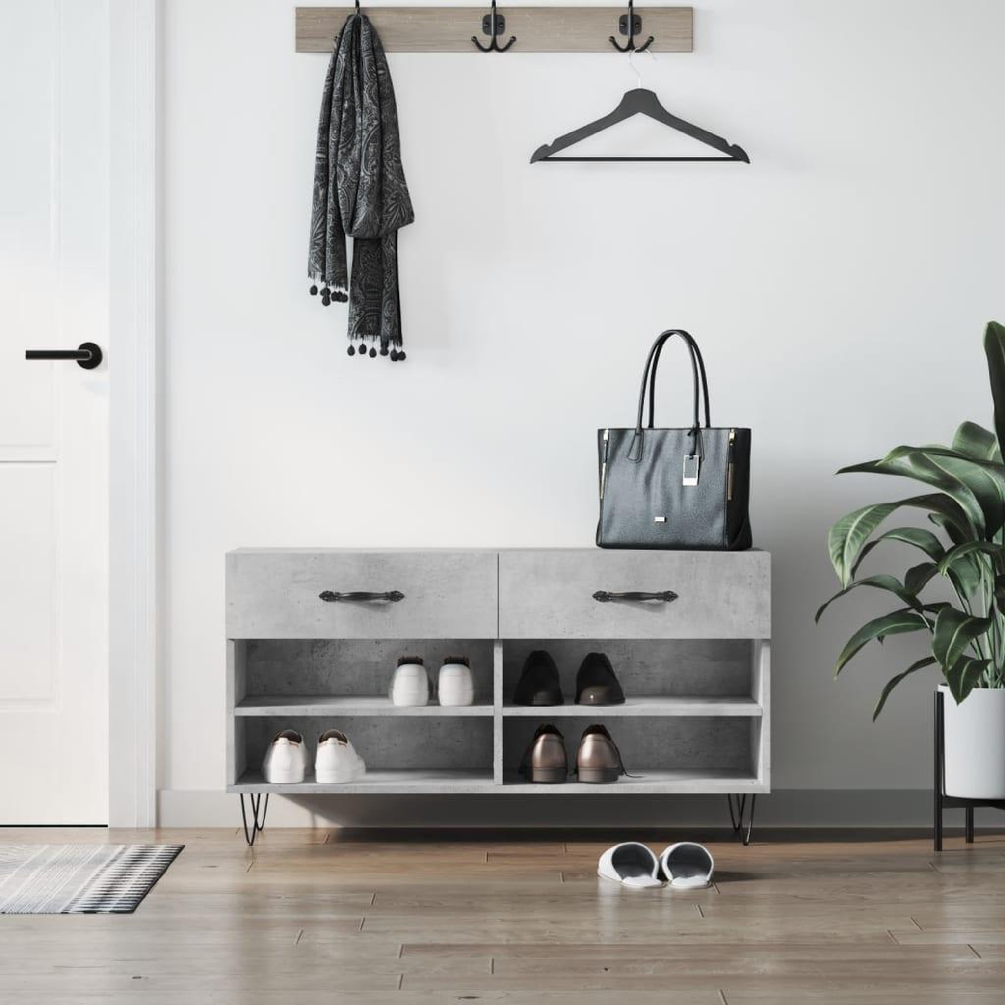 VIDAXL Banc a chaussures gris beton 102x35x55 cm bois d'ingenierie