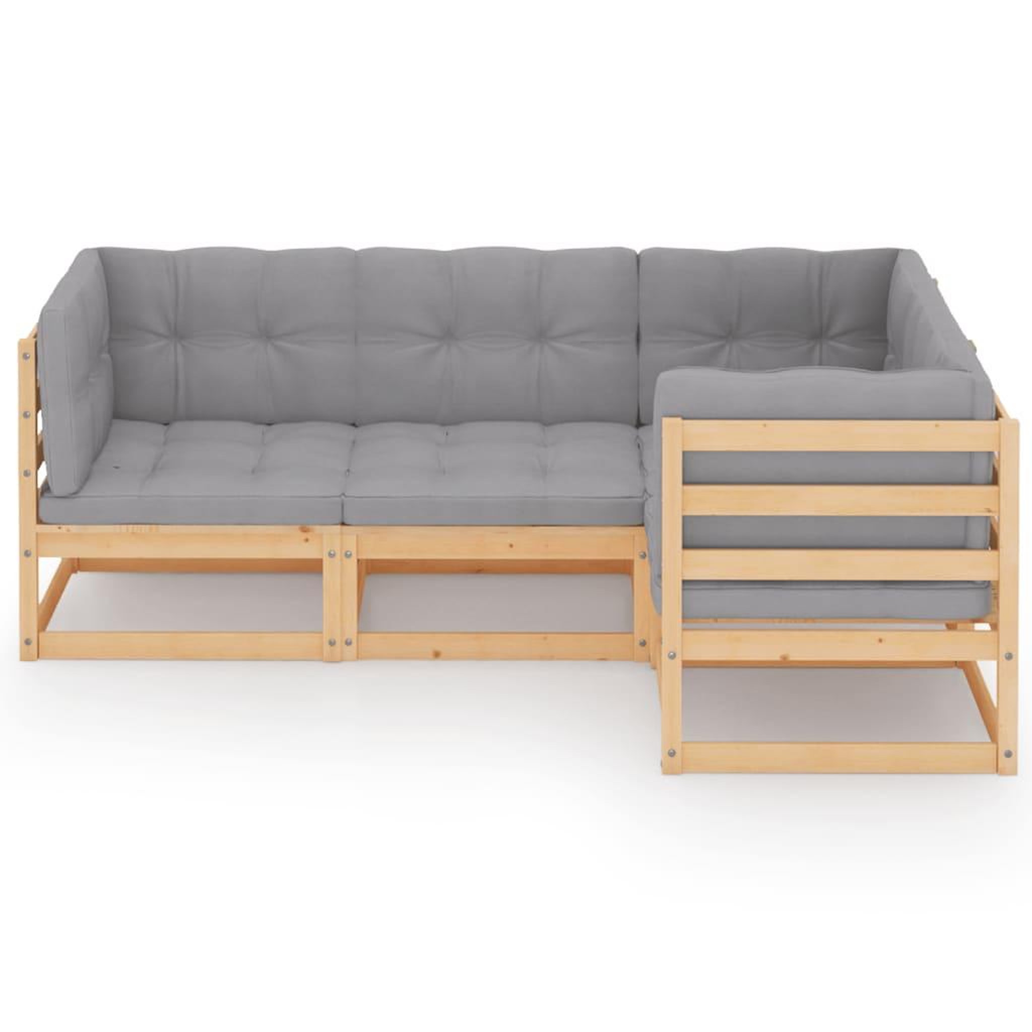 Voir la diapositive 3 : VIDAXL Salon de jardin 4 pcs avec coussins bois de pin massif