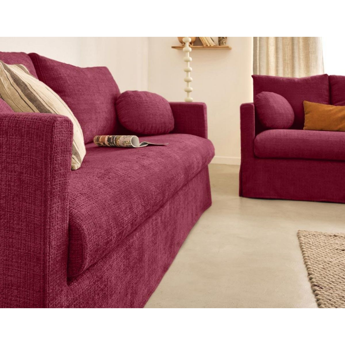 LISA DESIGN Serena - canapé droit déhoussable 3 places en velours texturé