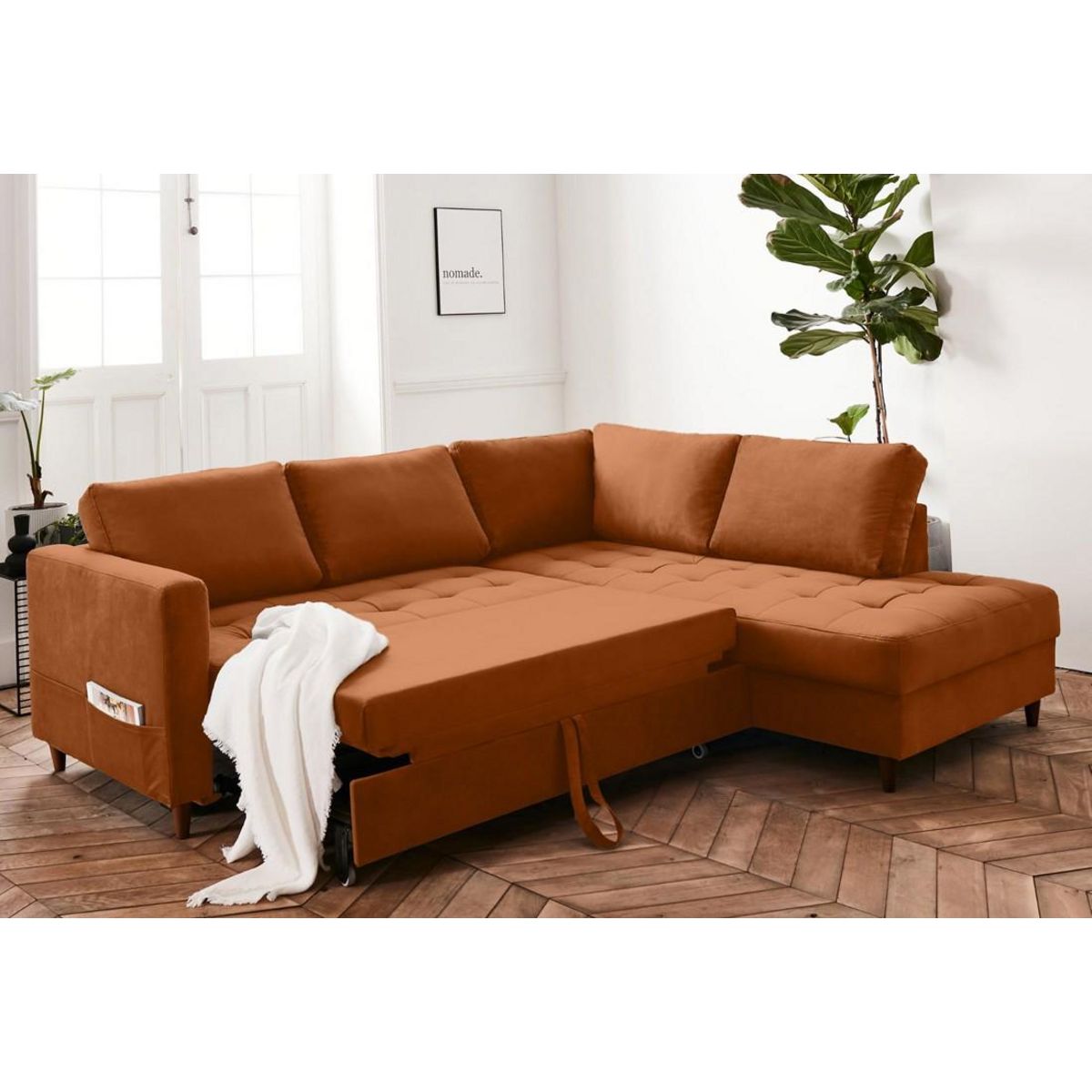 LISA DESIGN Anna - canapé d'angle droit - 5 places - convertible - en velours