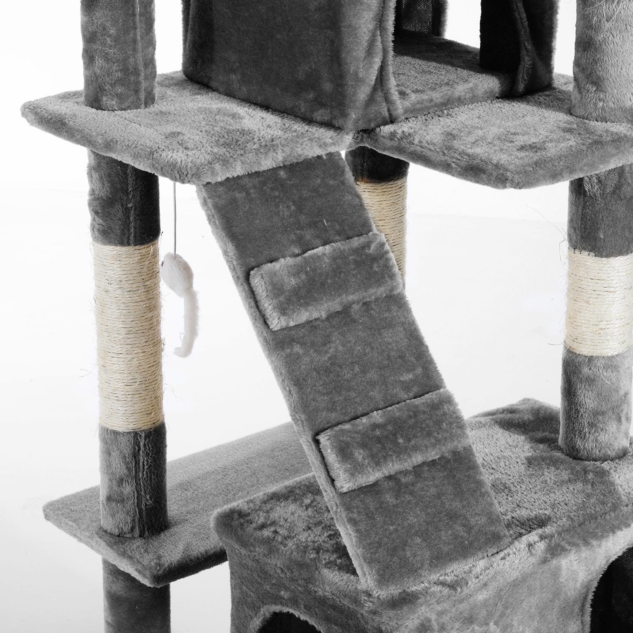 Voir la diapositive 5 : PAWHUT Arbre à chat griffoir grattoir double niche peluche sisal naturel hauteur 170 cm gris