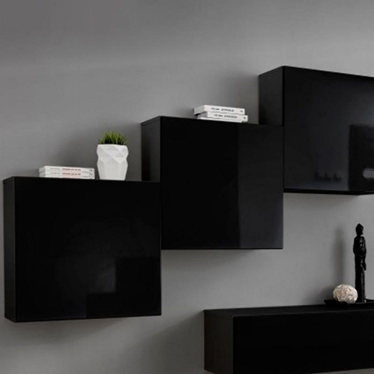 Paris Prix Meuble TV Mural Design  Switch X  330cm Noir