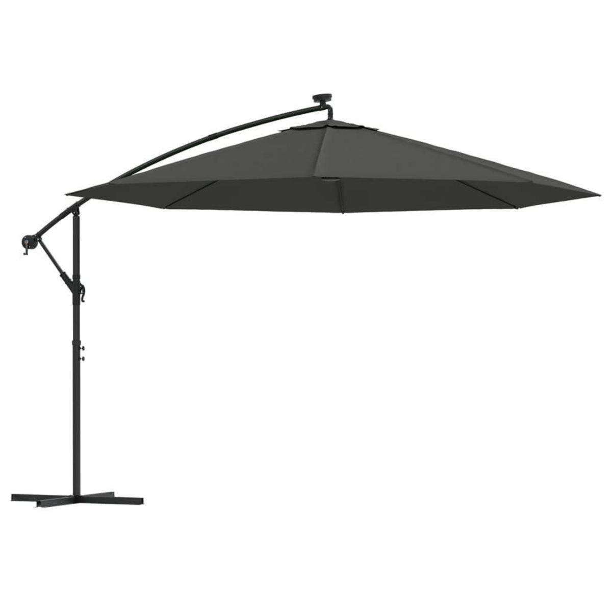 VIDAXL Parasol de jardin en porte-a-faux et lumieres LED mat en metal