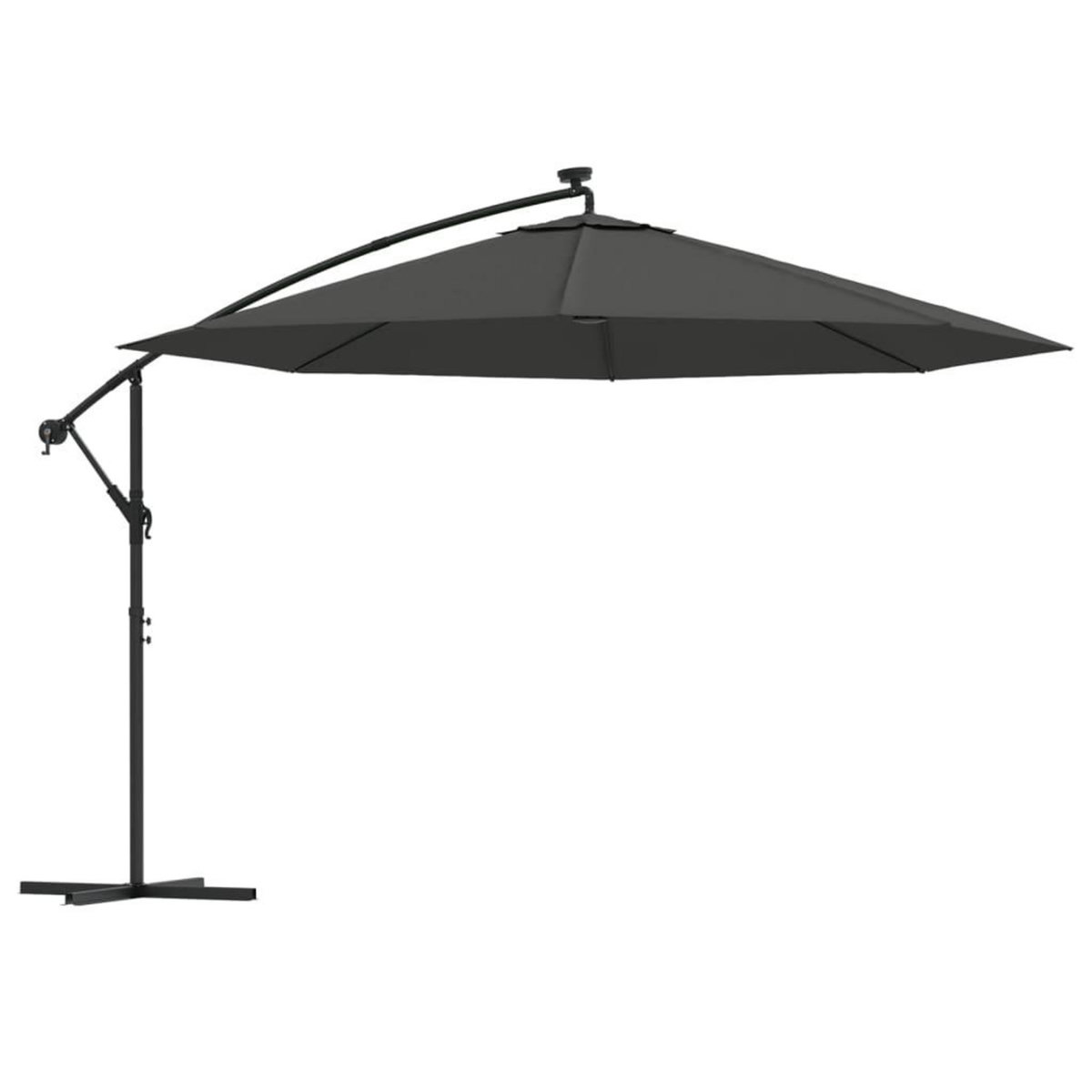 VIDAXL Parasol de jardin en porte-a-faux et lumieres LED mat en metal