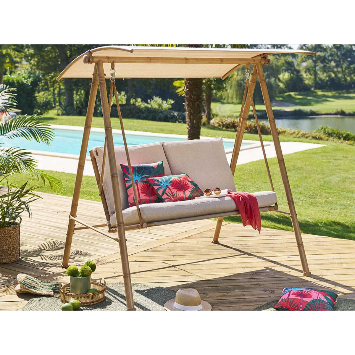 HESPERIDE Balancelle 2 places effet bambou Baroe - Hespéride