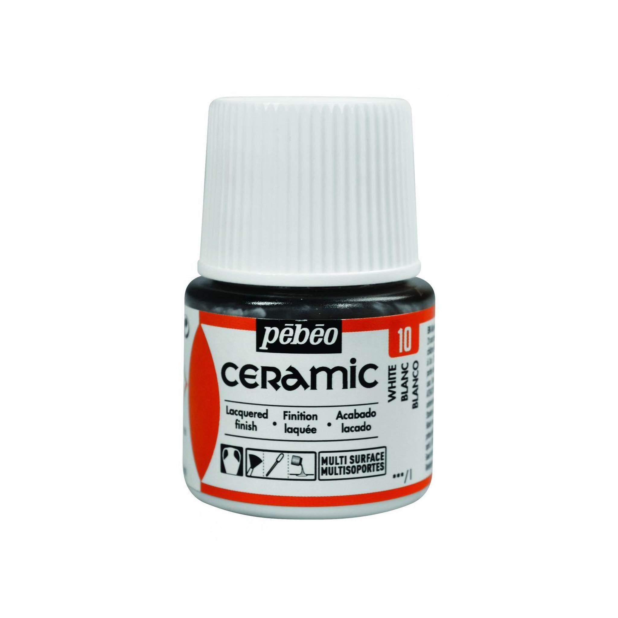 Voir la diapositive 1 : Pebeo Peinture céramique et multi-surfaces - blanc - 45 ml