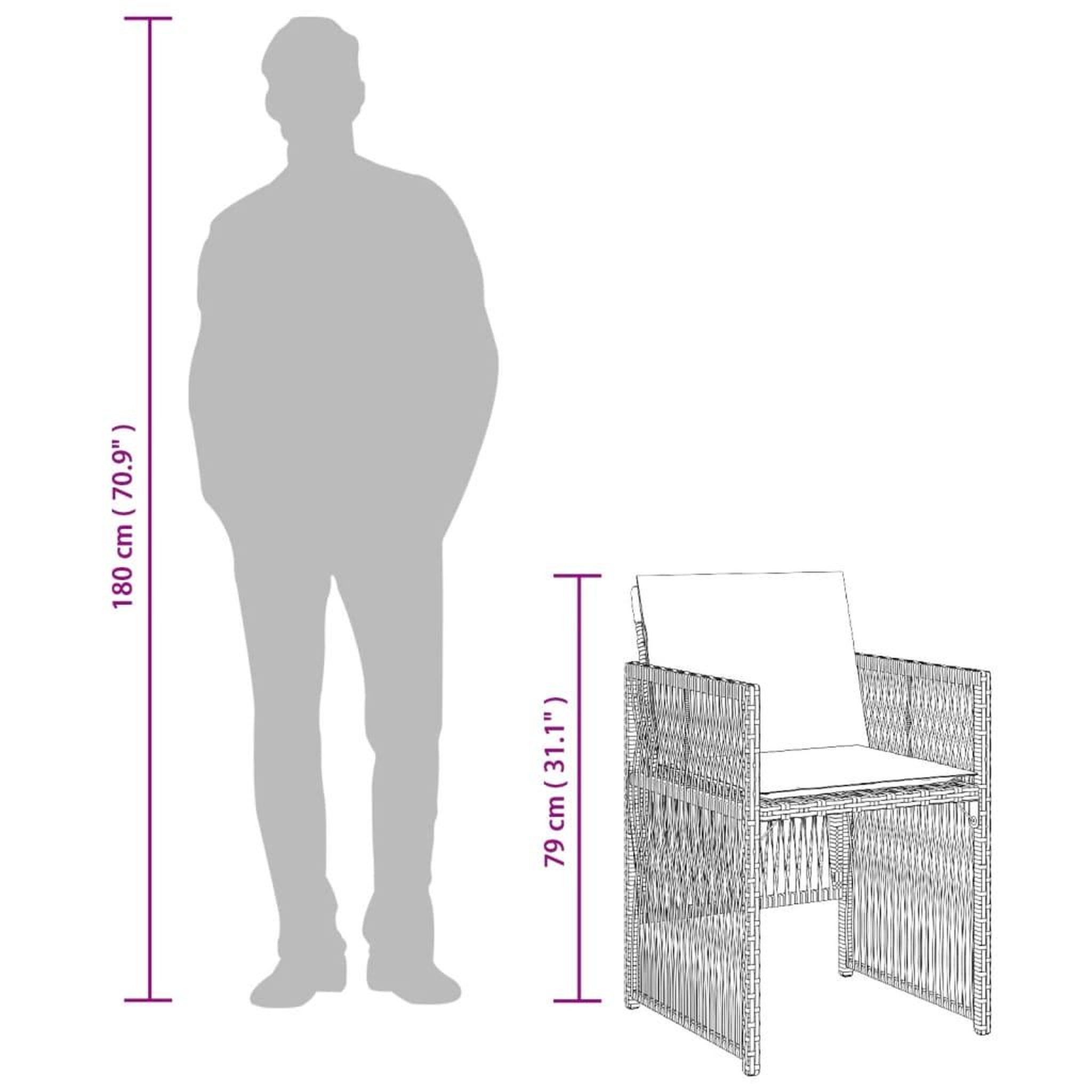 Voir la diapositive 6 : VIDAXL Chaises de jardin avec coussins lot de 4 melange beige