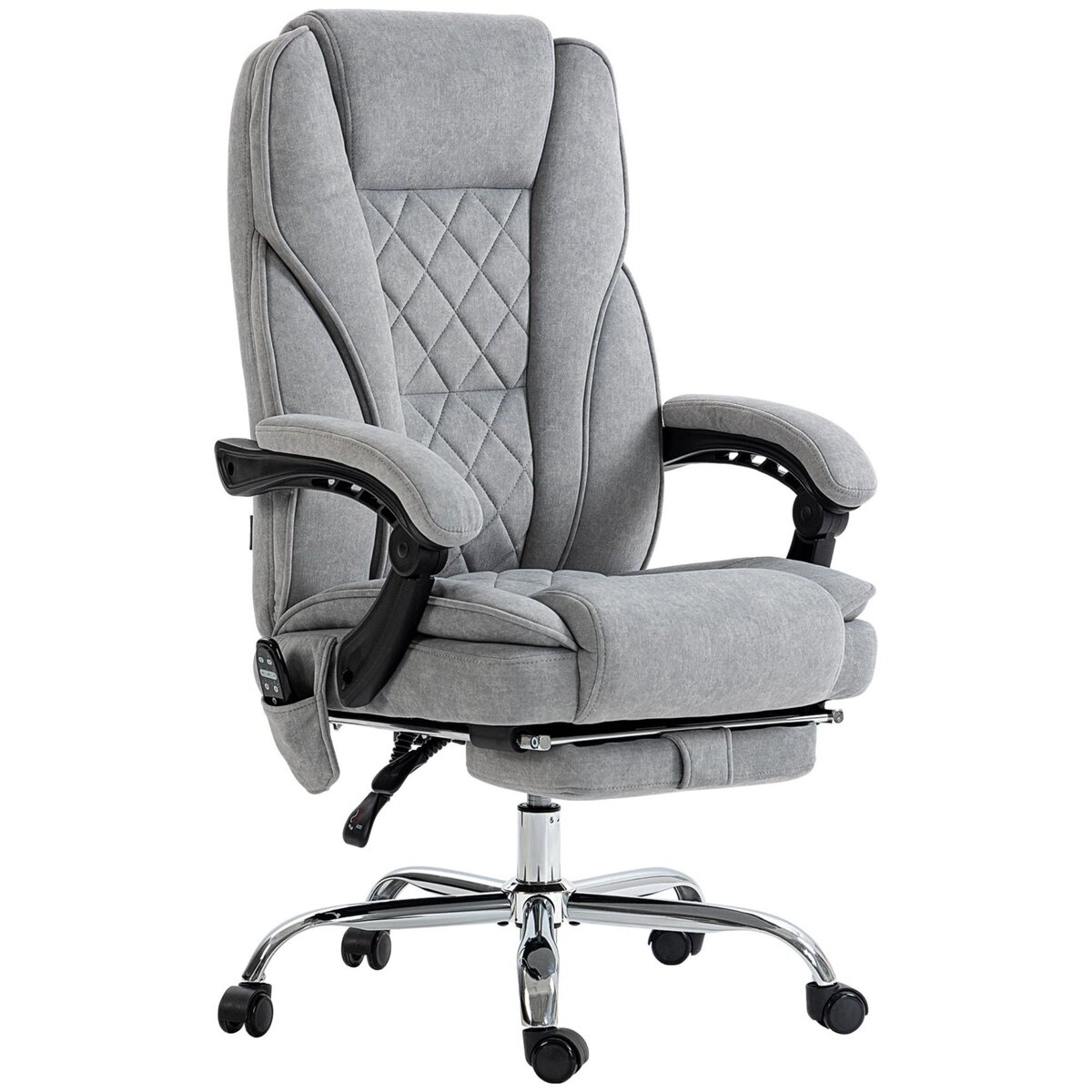 VINSETTO Fauteuil de bureau manager massant chauffant inclinable réglable télécommande repose-pieds rétractable velours gris clair