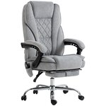 VINSETTO Fauteuil de bureau manager massant chauffant inclinable réglable télécommande repose-pieds rétractable velours gris clair